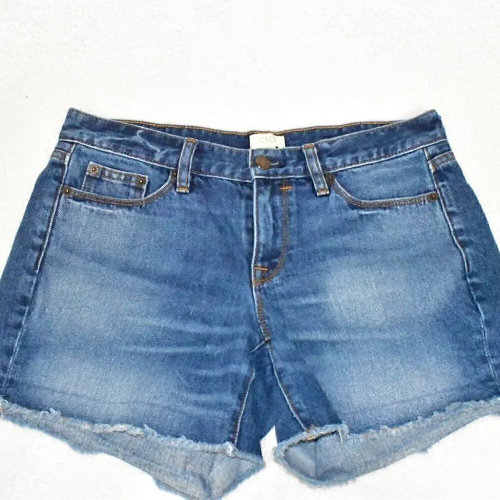J. Crew Factory Raw Roll Cuff Denim Shorts Size 26